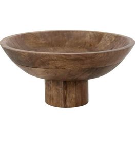 Bol en bois d'acacia artisanal, bol de service décoratif moderne sur piédestal, décoration de maison unique en bois, centre de table, ustensiles de cuisine écologiques - Product Image 2