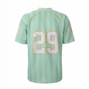 Maillot de football personnalisé à rayures vert menthe, manches courtes, col en V, chemise de sport athlétique, vente en gros OEM, uniforme d'équipe respirant - Product Image 4