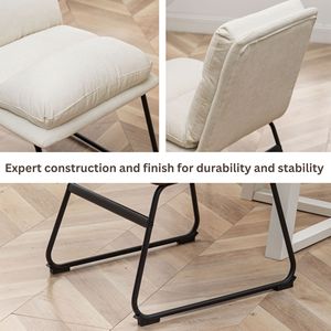 Set di 2 sedie da pranzo imbottite Milos Contemporary in bianco vaniglia - Product Image 4