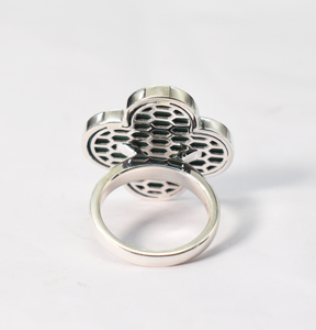 Natural Malachite four Leaf Clover <b>Ring</b> in 92.5 Sterling Silver Unique <b>Crystal</b> <b>Ring</b> Gift For Her - Product Image 5