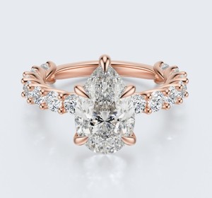 Glamorous 925 Silver Rose <b>Gold</b> Pear CZ <b>Ring</b> Twisted Leaf Band Women Party Wear Fashion Jewelry - Product Image 2
