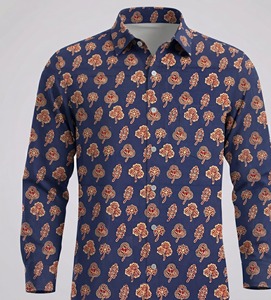 Hand Block Print Cotton <b>Shirt</b> Mens Casual Summer Wear Breathable Handmade Indian <b>Shirt</b> Bulk Supply - Product Image 3