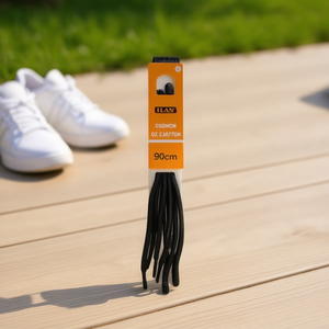 Laccio per scarpe Ilan 90 cm nero piatto per sneakers e scarpe sportive - Product Image 2
