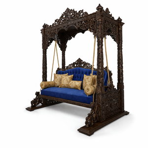 Columpio tradicional de madera de teca de 3 plazas para área de vestíbulo, columpio de madera tallada clásico, hecho a mano, estilo antiguo, Jhula para el hogar, Londres - Product Image 4