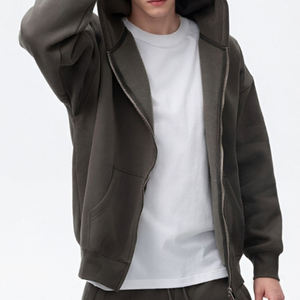 Custom <b>Mens</b> Regular Fit ZipUp Hoodie Heavyweight Cotton <b>Pullover</b> Streetwear Sweatshirt Wholesale Supplier - Product Image 2