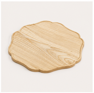 Assiette de service en bois festonnée artisanale moderne, plateau de luxe écologique personnalisable pour mariage et décoration de table - Product Image 2