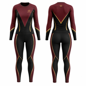 Women's 2-Piece Crew Neck Long Sleeve Yoga Set Mid Waist Spandex Color Blocking Contrast Binding Full Length Four-Way Stretch - Product Image 1