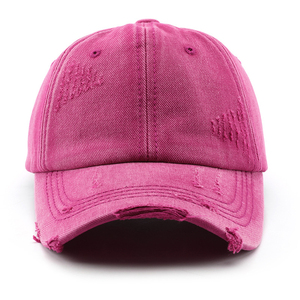 Gorra de béisbol vintage desgastada estilo papá, rosa, de 6 paneles, de algodón lavado, unisex, ajustable, con hebilla de un solo botón, informal, con letras - Product Image 4