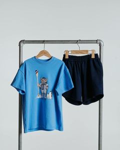 Unisex Joelho-Comprimento Azul Escuro Jeans Shorts 100% Algodão Spandex Cintura Elástica OEM ODM Q004 Boy/Girl's Clothing Wholesale Kids - Product Image 2