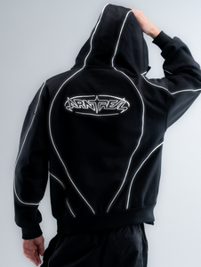 Blouson zippé intégral personnalisé pour homme en polyester et coton, style streetwear décontracté, avec cagoule intégrée et poignets. - Product Image 2