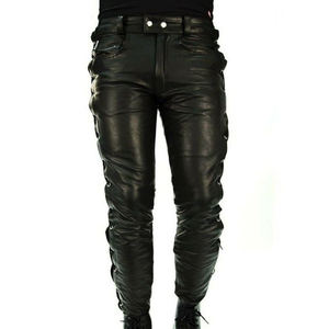 Pantalones de cuero hechos a medida para hombre con logotipo personalizado, diseño único, precio al por mayor, pantalones de cuero en venta - Product Image 1