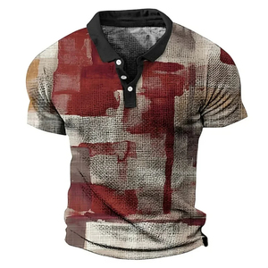Chemise pour homme ACE à motif géométrique imprimé intégral, manches courtes, coupe classique, respirante, 100% polyester, col rabattu - Product Image 5
