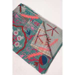 Boho Kantha Suzani Embroidered <b>Quilt</b> Handmade Vintage Cotton Floral Bedspread Indian <b>Throw</b> Blanket Eco-Friendly Washable Home - Product Image 5