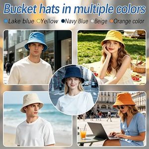 หมวกบักเก็ตแบบยูนิเซ็กส์ 3 แพ็ค ผ้าแคนวาสสีพื้นลำลองสำหรับฤดูใบไม้ผลิและฤดูร้อนสำหรับผู้ใหญ่ สีเบจ - Product Image 6