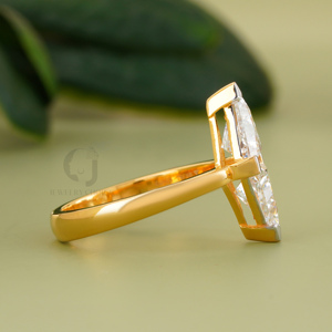 VVS VS DEF 2.02 Carat Triangle Shape Lab Diamond Ring 14K Yellow Gold Modern Solitaire Geometric Bridal Jewelry Rose Gold - Product Image 2