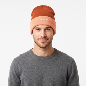 Unisex Thick Two Tone Winter Beanie Custom Knitted Double Layer Warm Soft Hat Color <b>Block</b> Outdoor Wear - Product Image 1