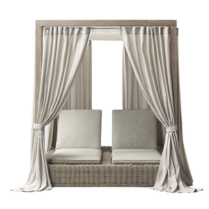 Cama de Día de Lujo para Exteriores The Langham Signature Collection, Ratán Sintético con Cortina, Estilo Moderno y Minimalista para el Borde de la Piscina - Product Image 4