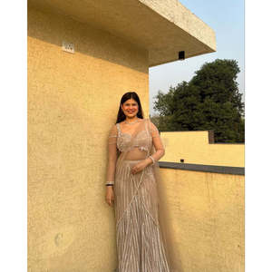 Poisson le plus tendance coupe style Lehenga Choli avec Zari travail taille 2XL - Product Image 4