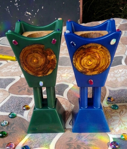 Marble look epoxy resin bakhoor tower burner with metal <b>tea</b> light for aromatherapy Oud <b>diffuser</b> in custom colour resin with wood - Product Image 1