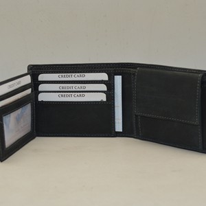 Men's Genuine Leather Slim Fold <b>Wallet</b> Minimalist Black Daily Use - Product Image 6