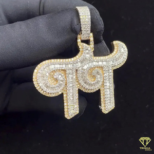 Pendentif personnalisé lettre Punjabi, serti de diamants Moissanite, collier Hip Hop plaqué or, bijoux - Product Image 1