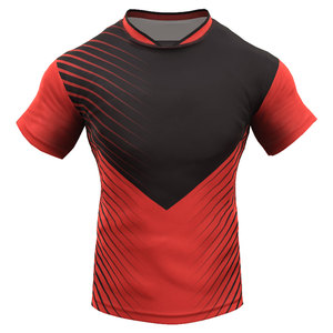Men's Winter Sublimated Rugby Uniform Set <b>Red</b> Black Crew Neck Short Sleeve Moisture Wicking Breathable Quick Dry Eco-Friendly - Product Image 2
