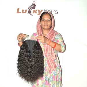 Premium Natural Curly Indian Human Hair Soft <b>Wig</b> Virgin Remy HD Lace <b>Front</b> Glueless Pre Plucked 100g Wholesale Export Factory - Product Image 2