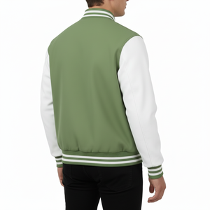 เสื้อแจ็คเก็ตวาร์ซิตี้ชาย ผ้าฝ้ายผสมโพลีเอสเตอร์ 360 GSM ทรงปกติ ติดกระดุมแป๊ก แขนยาว สไตล์ลำลอง สตรีทแวร์ เนื้อผ้านุ่ม สวมใส่สบาย รับผลิตแบบ OEM - Product Image 2