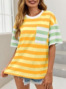 Camiseta informal de cuello redondo y manga corta 100% algodón para mujer, transpirable, nueva, camiseta lisa para mujer, en venta en línea. - Product Image 3