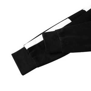 Ensemble sweat-shirt à capuche noir pour homme avec rayures blanches, veste zippée décontractée et pantalon assorti, tenue d'automne - Product Image 2