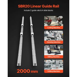 Kit Guida Lineare SBR20 2 Pezzi 2000 mm (78,74 Pollici) con Blocchi di Scorrimento a Cuscinetti e 4 Pezzi di Supporti per Albero Completamente Sostenuto - Product Image 2