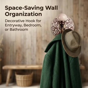 Direct Factory Vintage Coat <b>Hanger</b> Ceramic Knobs Metal Wall Hooks Eco-Friendly Waterproof Adjustable Detachable Design [CIH 132] - Product Image 2