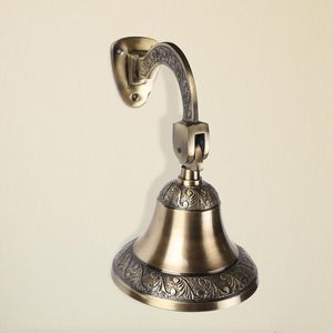 Cloche murale en laiton antique avec support décoratif, cloche de porte artisanale vintage pour la maison, le temple et la décoration de jardin - Product Image 5