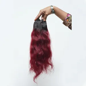 Long Dark Root Red for Indian Remy Hair Double Drawn 100% Density <b>Wig</b> with Natural Wave Texture Silk Base HD Transparent - Product Image 1