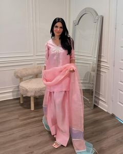 Nouvel ensemble Salwar Kameez 3 pièces moderne et réversible pour femme, respirant, séchage rapide, toutes saisons, pour fêtes, en soie crêpe Farshi - Product Image 2