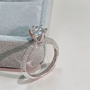 Anillo de Plata de Ley 925 con Diamante Cultivado en Laboratorio, Certificado GRA, Color D, Corte Brillante, Gema, Anillo de Boda, Joyería de Moda - Product Image 2