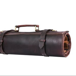 Sac de transport pour chef en cuir classique, organiseur de couteaux en cuir rustique, élégant porte-couteaux en cuir pour chefs LKR-0268 - Product Image 1