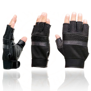 Gants sans doigts noirs brodés pour hommes Samroz Sports - Product Image 2