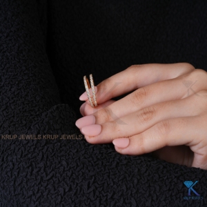 14K Yellow <b>Gold</b> Round Lab Grown Diamond Half Eternity Bridal <b>Set</b> Matching Wedding Bands Stackable Anniversary <b>Rings</b> For Women - Product Image 5