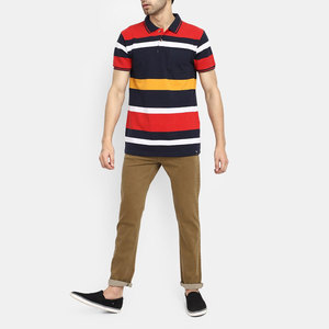 Chemise décontractée pour homme en coton tricoté à rayures, 100 % coton, avec poche poitrine, manches courtes, motif color block, coupe classique, séchage rapide - Product Image 3
