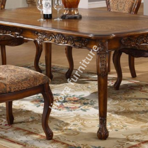 Luxury Handcrafted Victorian Style 6 Seater Dining <b>Table</b> Set Ornate Carving Premium <b>Walnut</b> Finish - Product Image 3