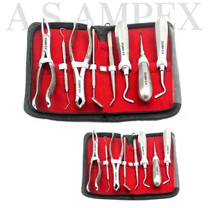 Kit de 8 Élévateurs et Pinces d'Extraction Dentaires Manuels de Haute Qualité, Certifié CE, Instruments Chirurgicaux Dentaires en Acier Inoxydable - Product Image 1