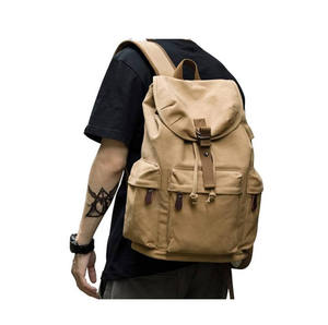 Mochila de Lona Vintage Color Caqui, Resistente, para Viajes y Portátil - Product Image 1