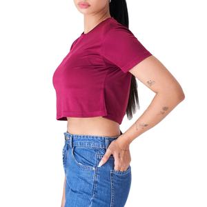 Affordable <b>Low</b> Price Women's Crop Top Tee Crew Neck Solid Color Casual Summer 100% Cotton Workout Regular Fit Cropped Shirts - Product Image 4
