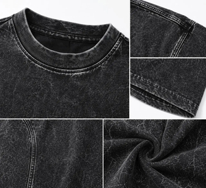 Hot Sale Men's Oversized Washed Denim Short Sleeve O-Neck T-Shirt Casual Solid Color Cotton Blend Regular Fit 2026 - Product Image 2