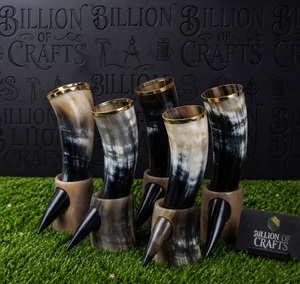 Corne à boire viking en corne de buffle naturelle avec support, corne à eau viking faite à la main, corne à boire en corne de buffle - Product Image 2
