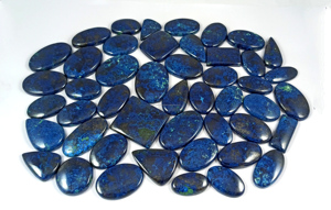 Pierre précieuse naturelle Azurite bleu-vert, taille ovale, cabochon lâche, certifiée par un tiers pour la fabrication de bijoux - Product Image 4