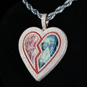 Heart Shape Moissanite Enamel Pendant 925 Silver Custom Photo Picture Luxury <b>Memorial</b> Jewelry For <b>Gifts</b> Hip Hop Iced Out Pendant - Product Image 4
