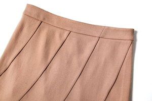 Jupe plissée en maille unie taille haute coupe trapèze pour femme, longueur genou, couleur camel, idéale pour l'automne et le bureau - Product Image 5