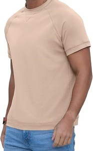 T-shirt à col rond à manches courtes 100% coton de haute qualité T-shirts élastiques ajustés doux motif formel frais - Product Image 3